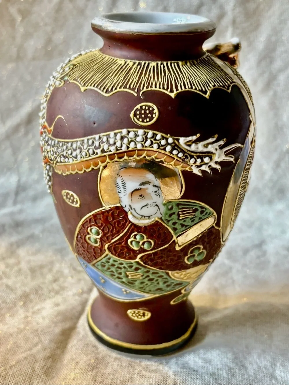 Japanese Satsuma Dragon Vase Immortals Moriage